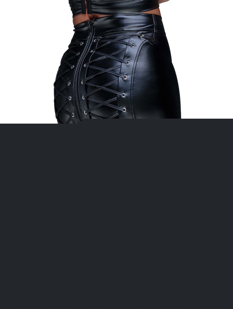 Спідниця-олівець зі шнурівкою Noir Handmade F152 Powerwetlook pencil skirt, M, з мокрим ефектом - зображення 1