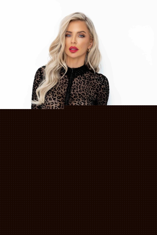 Боді під леопард Noir Handmade F287 Leopard flock bodysuit with long sleeves, 3XL, довгий рукав - зображення 1