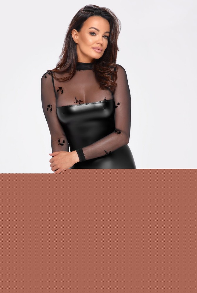Сукня Noir Handmade F310 Sublime, S, black, міді, мокрий ефект, верх — сітка, довгий рукав - зображення 1