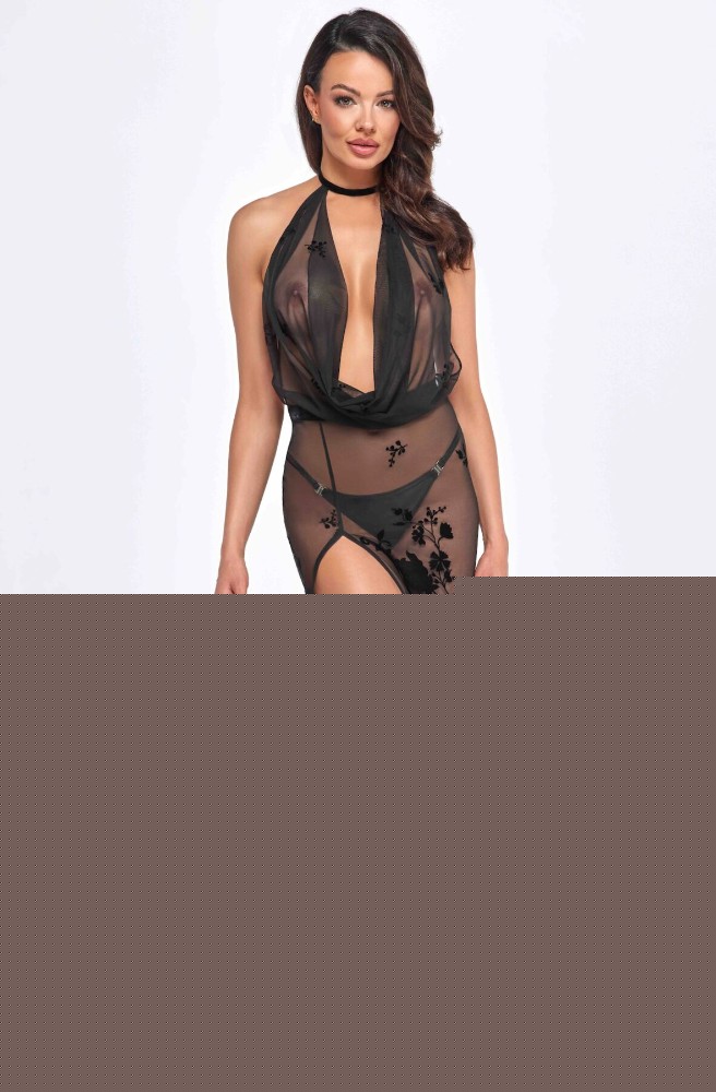 Сукня Noir Handmade F312 Divinity, XXL, black, прозора, до підлоги, відкрита спина, розріз збоку - зображення 1