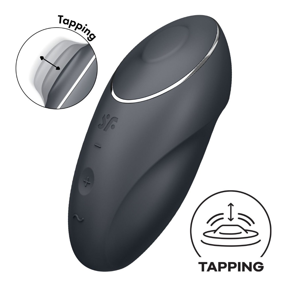 Вібростимулятор-пульсатор Satisfyer Tap & Climax 1 Grey, ефект постукування пальцем, 2 мотори - зображення 1