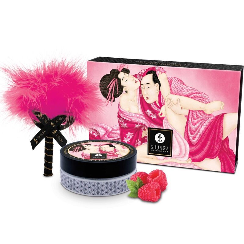 Смачна пудра для оральних пестощів Shunga Body Powder Raspberry feeling, 75 г, аромат малини - зображення 1