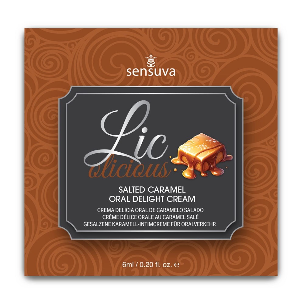 Пробник геля для мінету Sensuva Lic-o-licious Salted Caramel (6 мл), оліїстий, без цукру - зображення 1