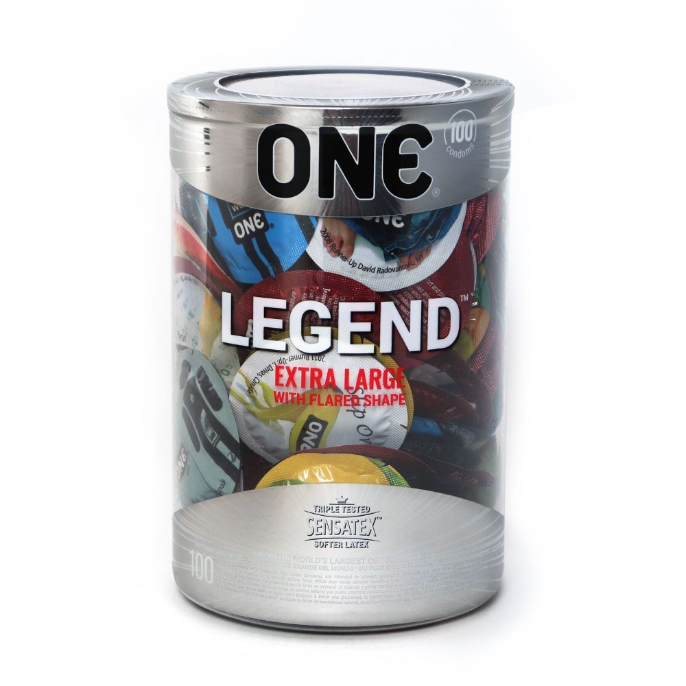 Набір презервативів ONE Legend XL, 100 шт, збільшений розмір, розширення на кінці, паковання-тубус - зображення 1