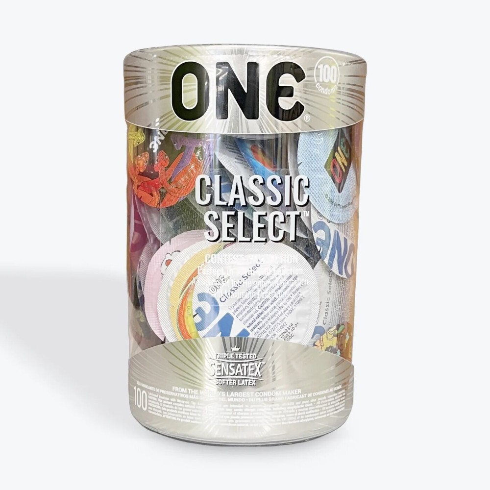 Набір презервативів ONE Classic Select Contest Collection, 100 шт, зі змазкою, паковання-тубус - зображення 1