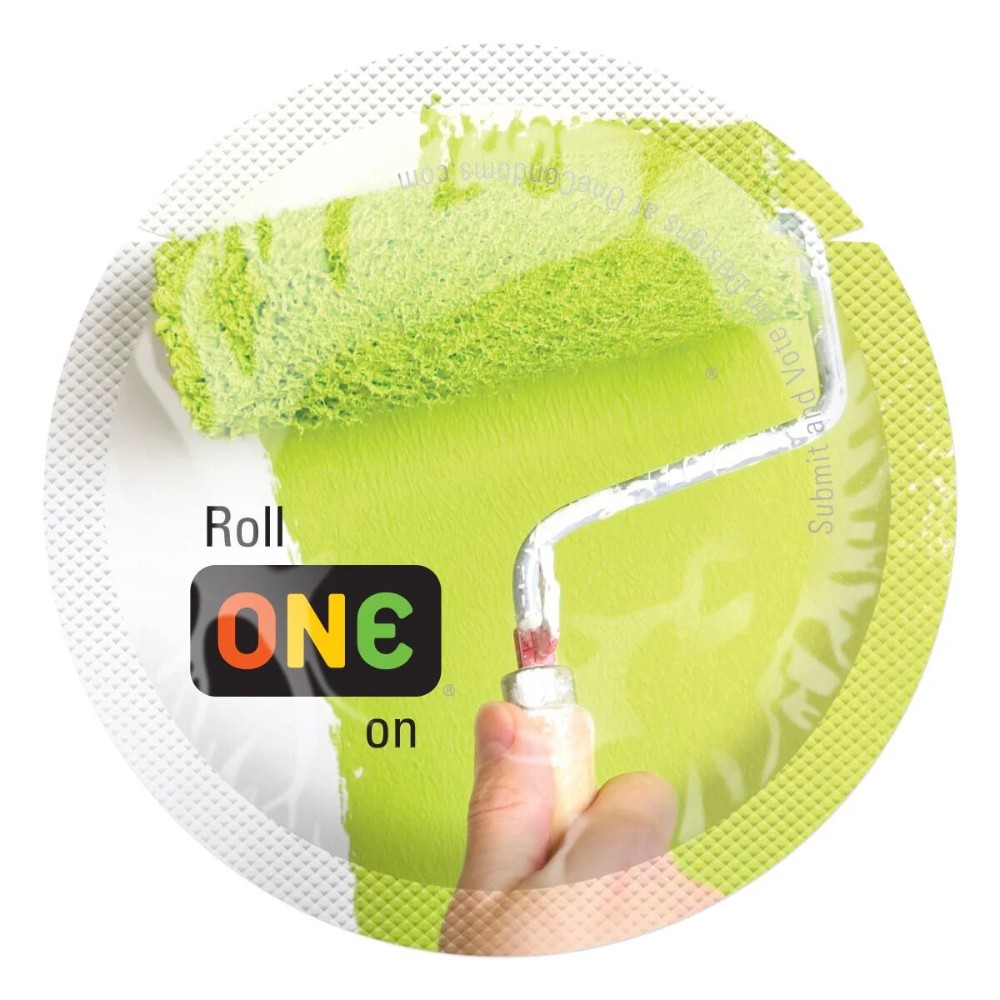 Презерватив ONE Color Sensations Roll ONE on, 1 шт, салатовий, гладенький, зі змазкою - зображення 1