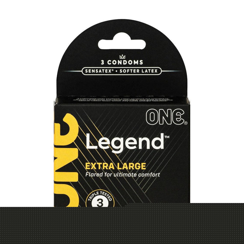 Презервативи ONE Legend XL, 3 шт, збільшений розмір, розширення на кінці, картонне паковання - зображення 1