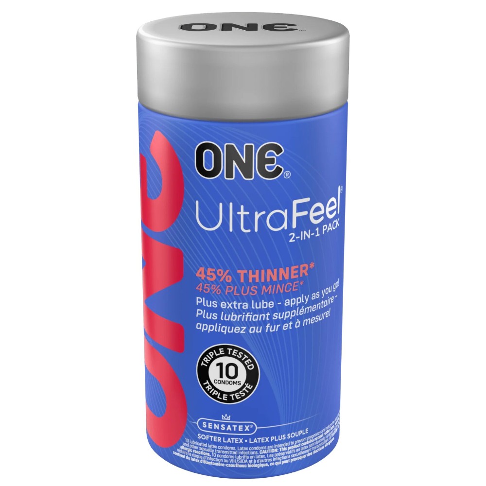 Презервативи ONE Ultra Feel, ультратонкі, з додатковою змазкою, 10 шт, подарункове паковання-тубус - зображення 1
