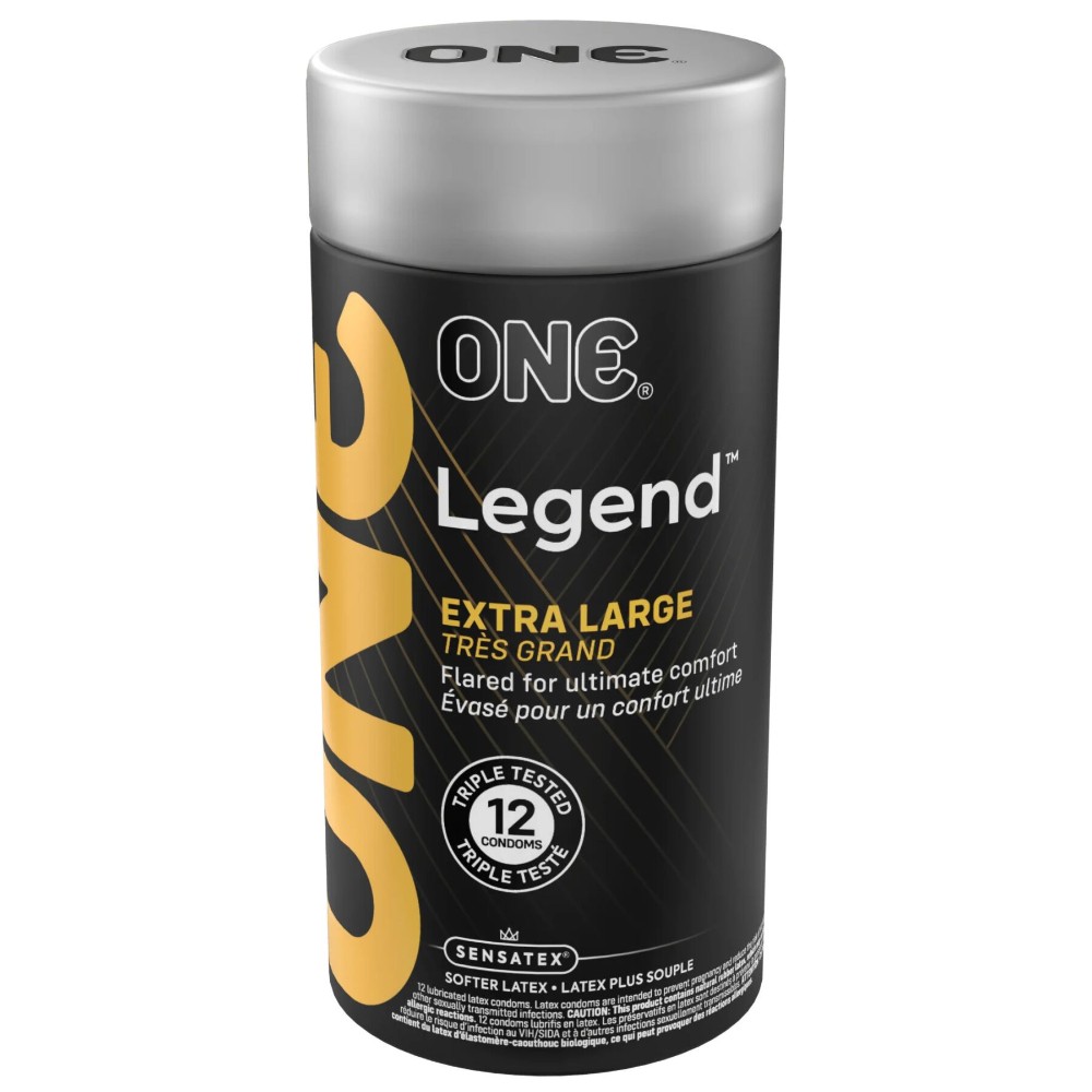 Презервативи ONE Legend XL, 12 шт, збільшений розмір, розширення на кінці, подарункове паковання-тубус - зображення 1