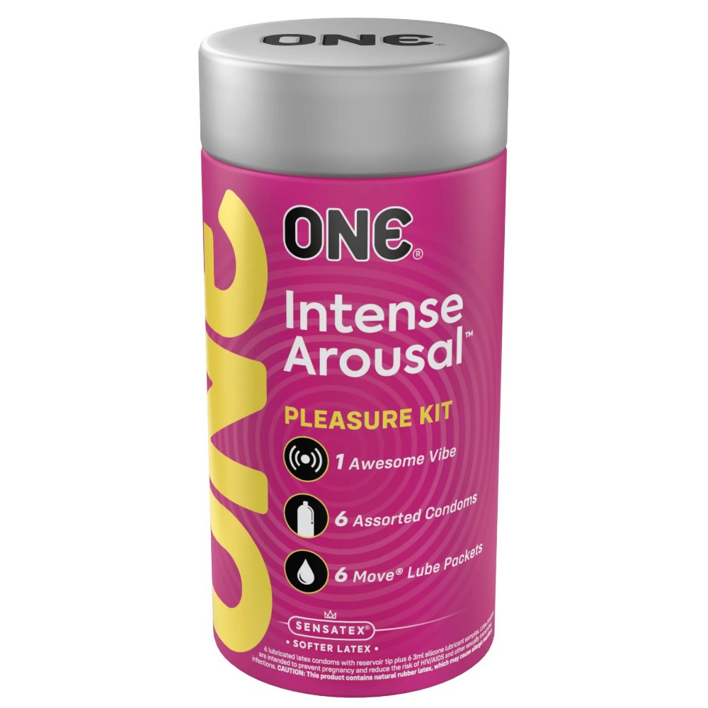 Подарунковий набір ONE Intense Arousal, у комплекті 6 презервативів, 6 саше з лубрикантом, віброкільце - зображення 1