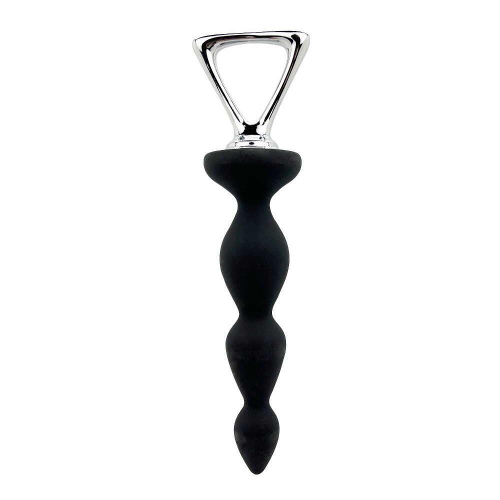 Анальний ланцюжок Adrien Lastic Arrow II, чорний, силіконовий, гнучкий, з металевою ручкою, діаметр 3,2 см - зображення 1