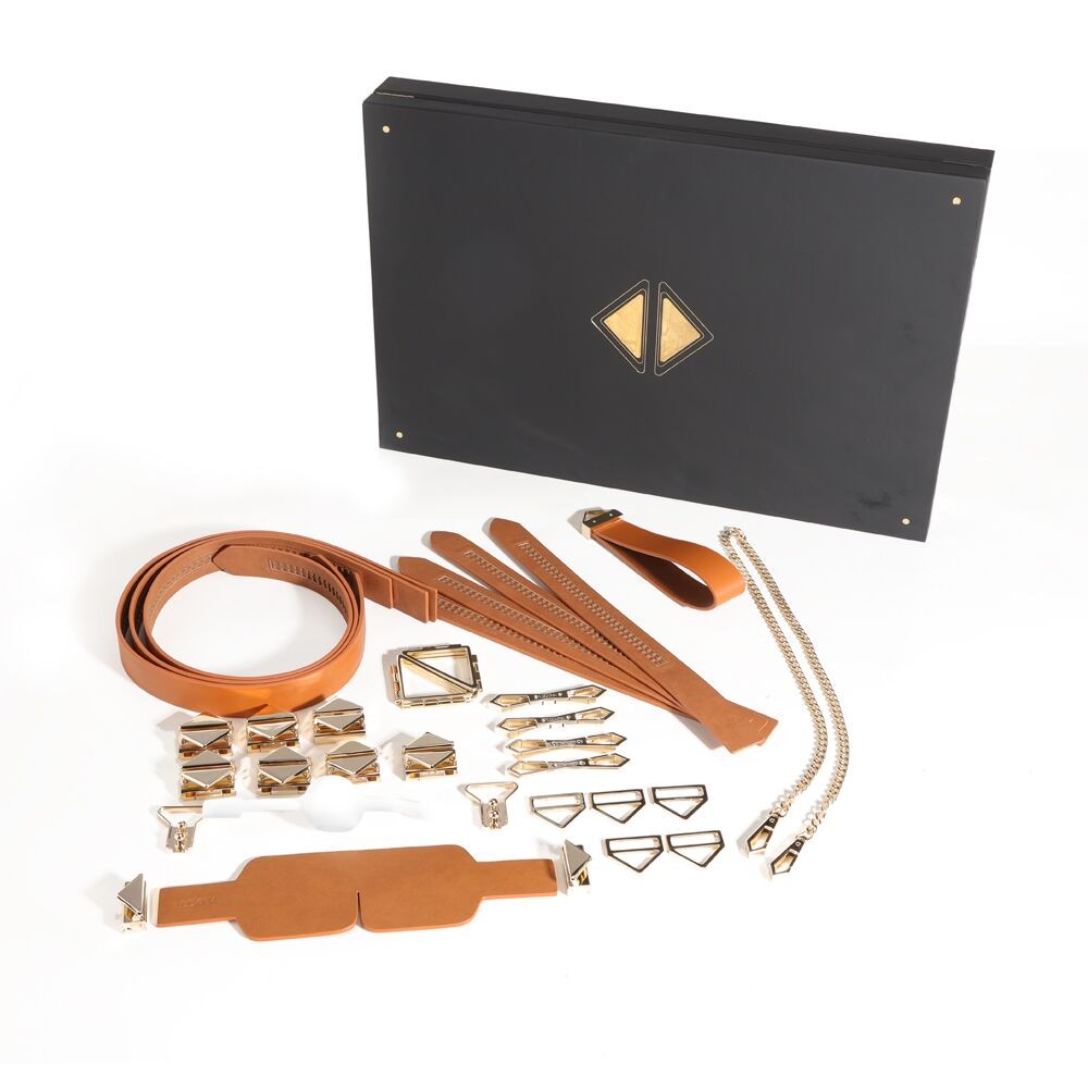 БДСМ-набір LOCKINK Bondage & Restraint Set, коричневий, натуральна шкіра, фіксатори, маска, кляп - зображення 1