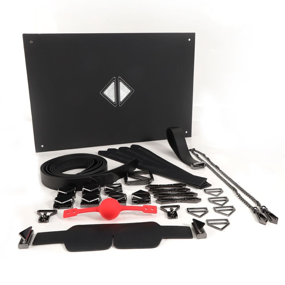 БДСМ-набір LOCKINK Bondage & Restraint Set, чорний, натуральна шкіра, фіксатори, маска, кляп - зображення 1