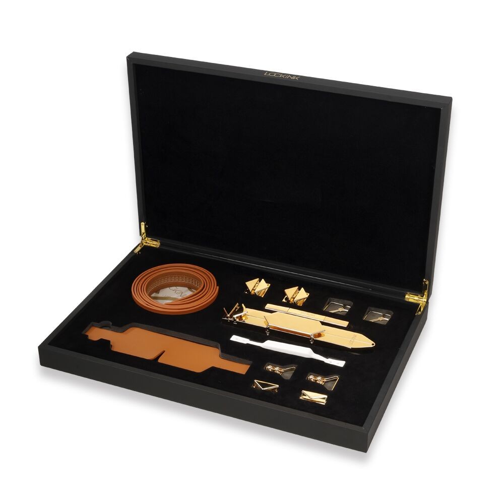 БДСМ-набір LOCKINK Teasing & Impact-Play Set, коричневий, маска, кляп, затискачі для сосків, тиклер, шльопалка - зображення 1
