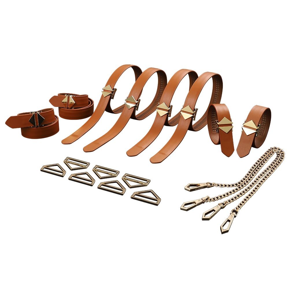 Набір для бондажу LOCKINK 8-Bondage-Straps Restraint Set, коричневий, 8 ременів з натуральної шкіри - зображення 1