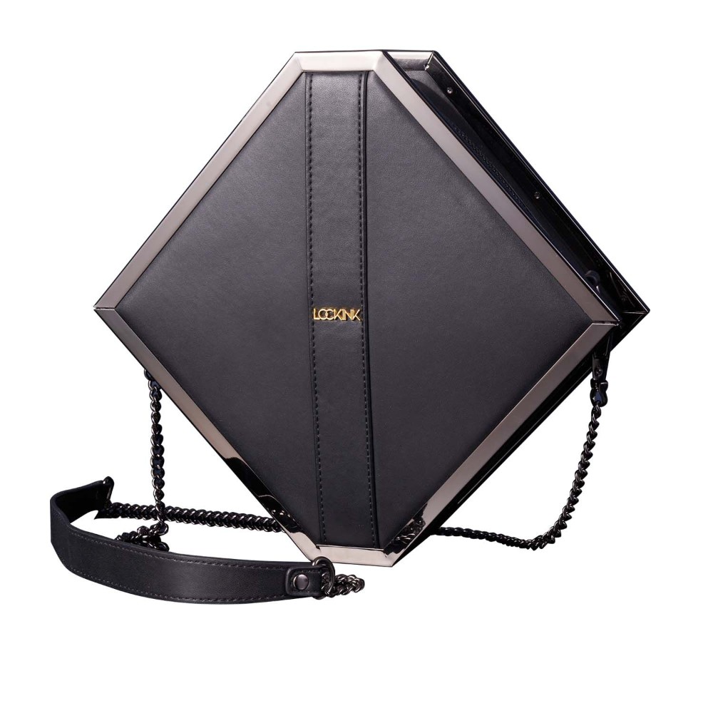 Сумка для секс-іграшок LOCKINK Mysterious Square Kink Bag, чорна, набір для бондажу в комплекті - зображення 1