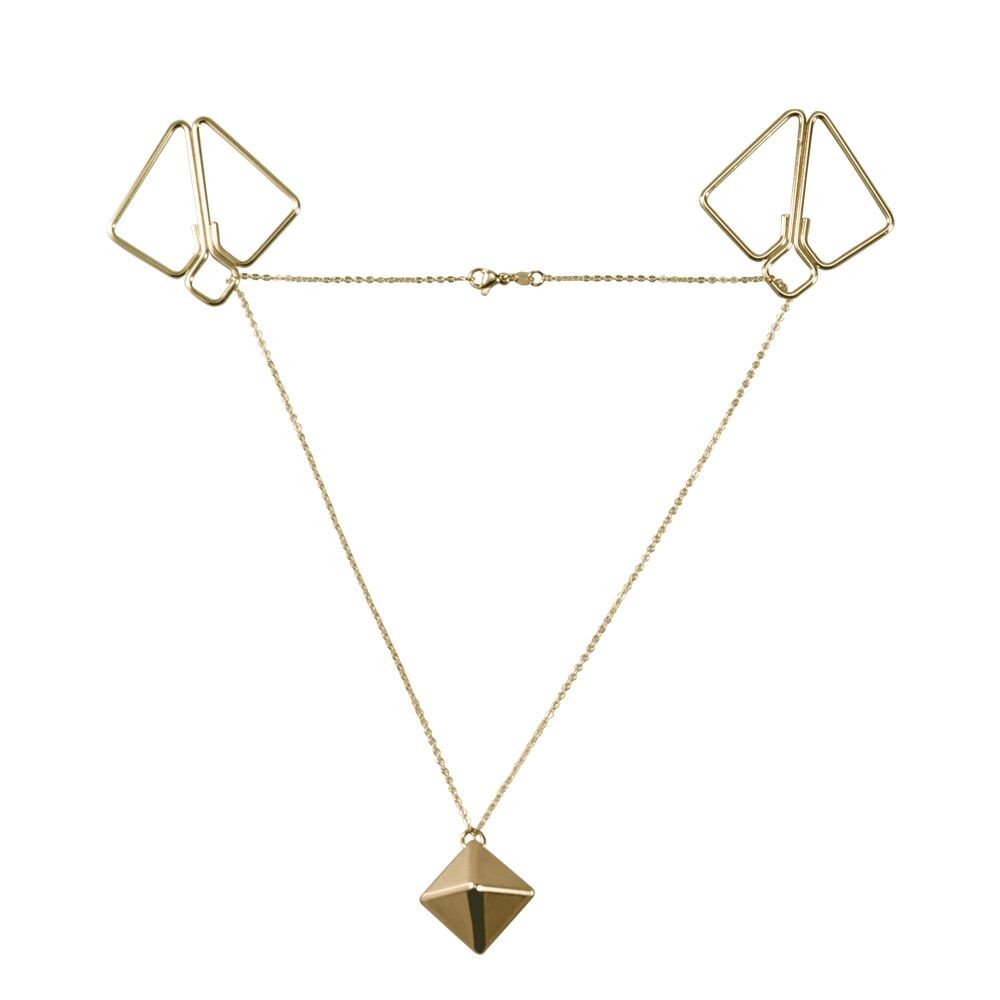 SX0844 Затискачі для сосків з важкою підвіскою LOCKINK Nipple Clamps with Heavy Pendant, золотисті - зображення 1