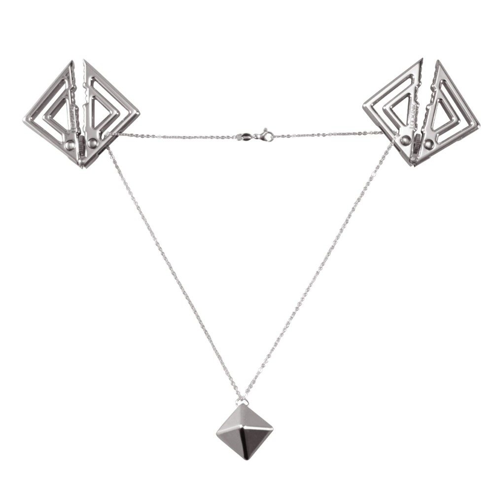 Затискачі для сосків з важкою підвіскою LOCKINK Adjustable Nipple Clamps with Heavy Pendant, під срібло - зображення 1