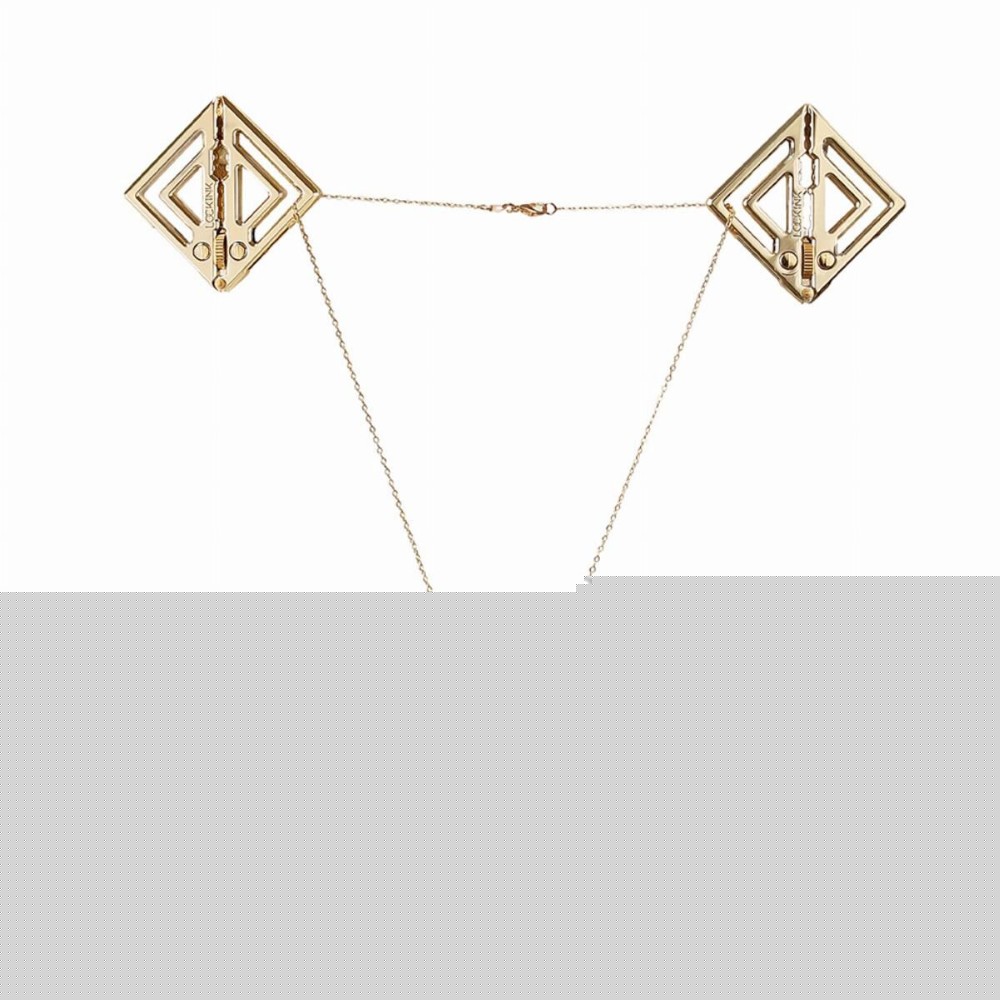 Затискачі для сосків з легкою підвіскою LOCKINK Adjustable Nipple Clamps with Light Pendant, золотисті - зображення 1