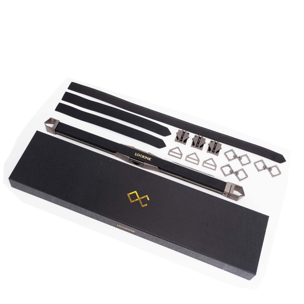 Фіксатор-розпірка LOCKINK Adjustable Spreader Bar Set, чорний, шкіряний, ремені для шиї, рук/ніг - зображення 1
