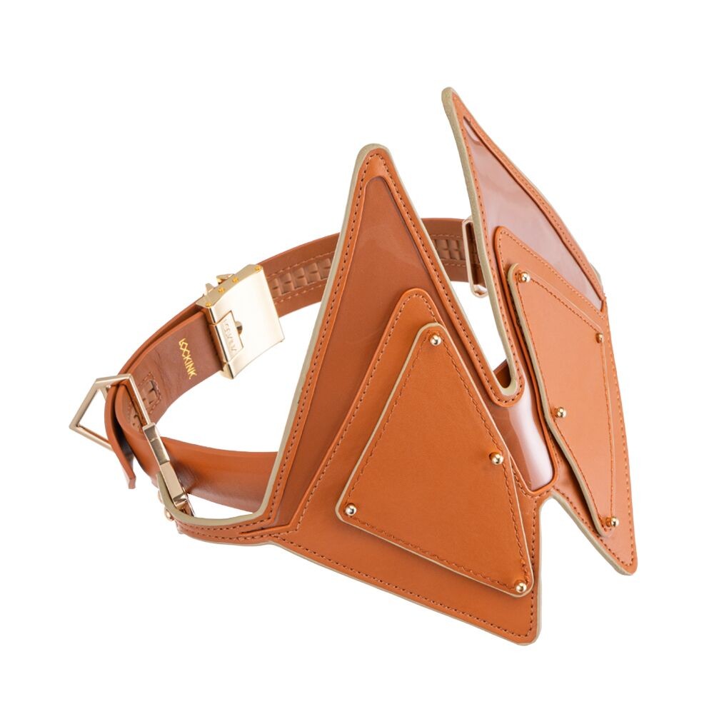 Маска на очі LOCKINK Vixen Blindfold, коричнева, натуральна шкіра, регульований обсяг - зображення 1