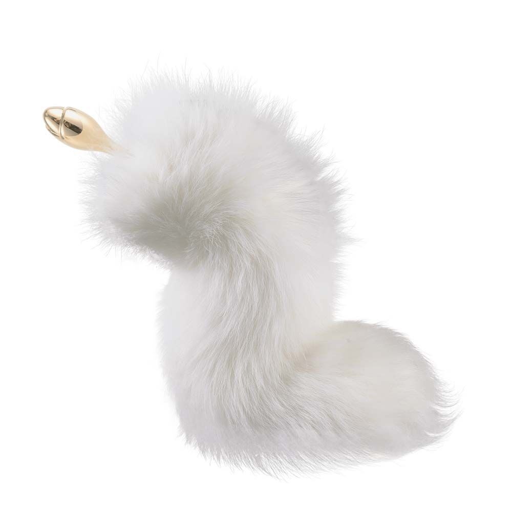 Металева анальна пробка з хутряним хвостом LOCKINK SEVANDA White Fox-Tail Anal Rose-shape Plug - зображення 1
