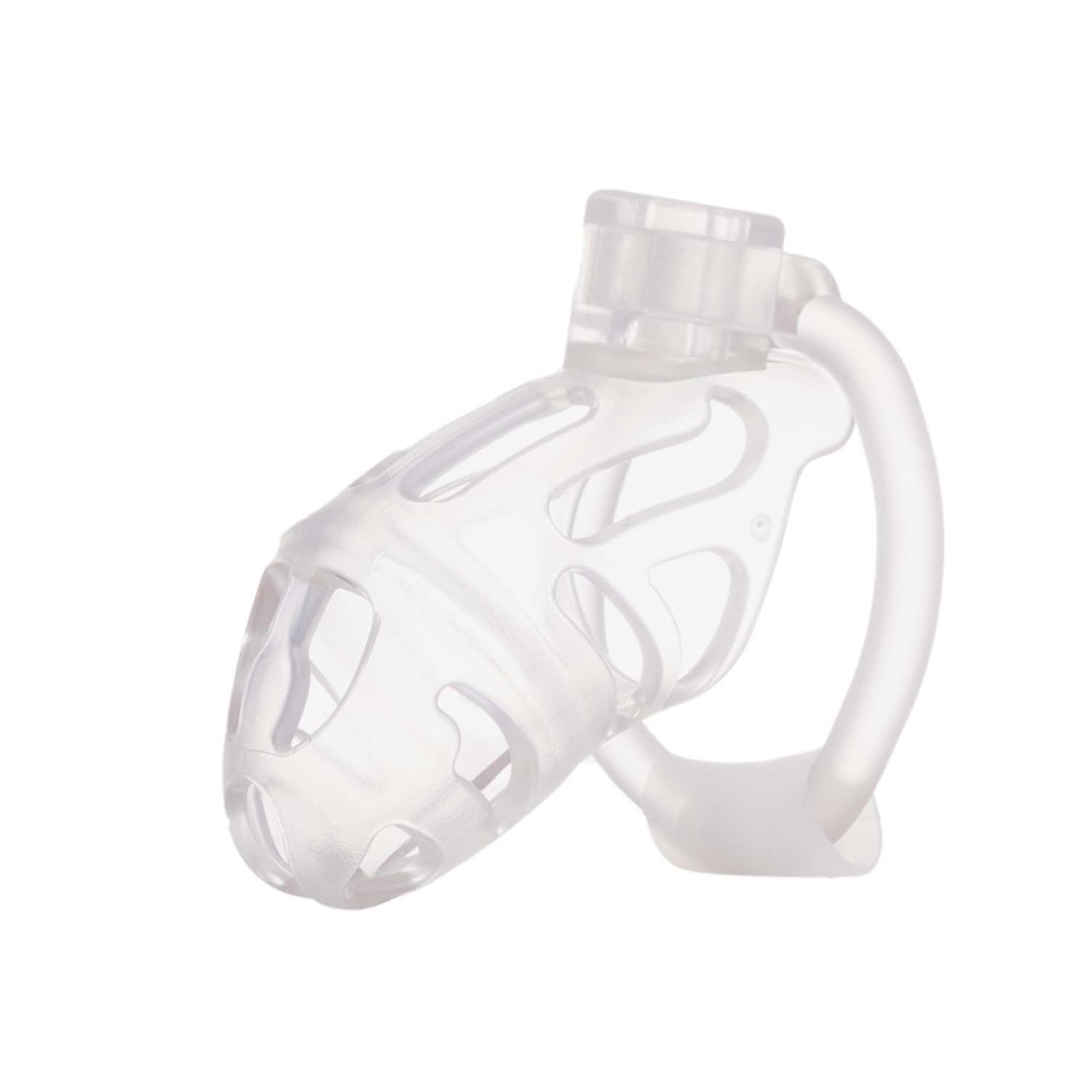Клітка для пеніса LOCKINK SEVANDA Plastic Penis Chastity Cage, прозора, 3 кільця різних розмірів - зображення 1
