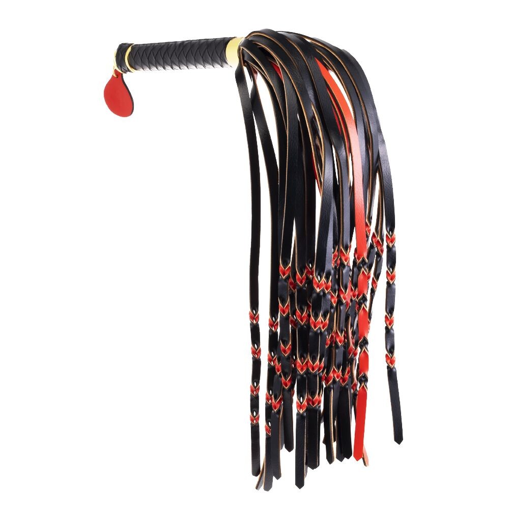 Флогер LOCKINK SEVANDA Red & Black Braided Tail Flogger, червоно-чорний, хвости з вузликами - зображення 1
