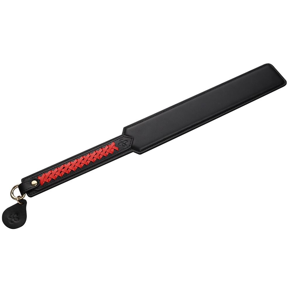 Паддл LOCKINK SEVANDA Braided-handle Spanking Paddle, чорно-червоний, гладенький, з плетінням на ручці - зображення 1