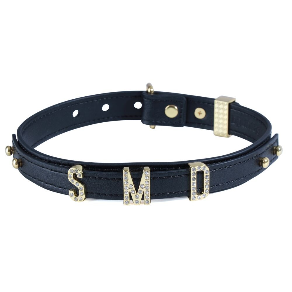 Нашийник LOCKINK Dark DIY Alphabet Collar, чорний, штучна шкіра, букви зі стразами - зображення 1