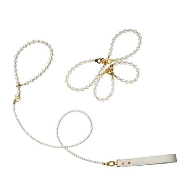 Перлинний набір для фіксації LOCKINK Pearl Bondage & Restraint Set, наручники, поножі, повідець - зображення 1