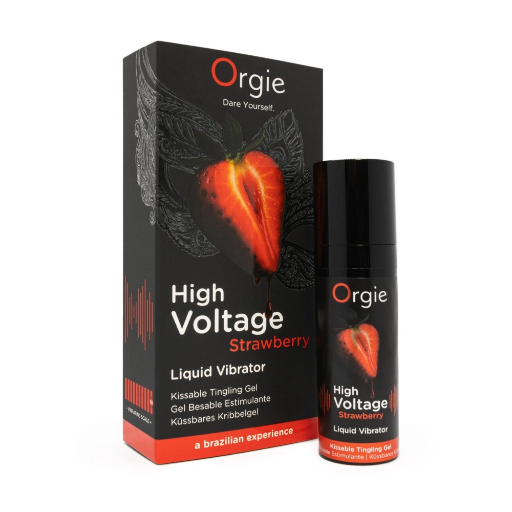Рідкий вібратор Orgie High Voltage – Strawberry, 15 мл, ефект мурашок, дуже потужний, смак полуниці - зображення 1