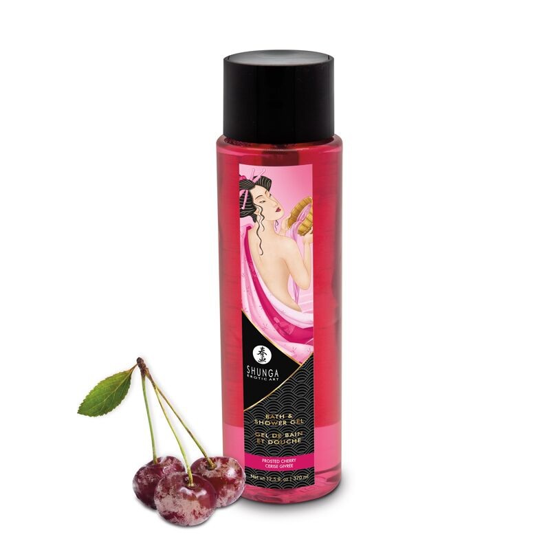 Гель для ванни та душу Shunga Frosted Cherry, 370 мл, з рослинними оліями та вітаміном Е - зображення 1