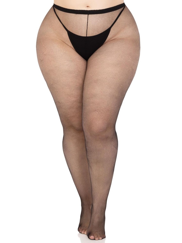Колготки Leg Avenue Spandex micro net tights, 1X/2X, чорні, у дрібну сітку, середня посадка - зображення 1