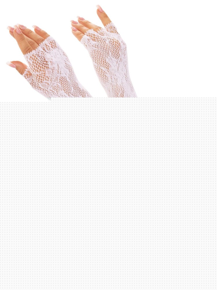 Мітенки Leg Avenue Lace Opera Length Fingerless Gloves, білі, ажурні, довжина вище ліктя - зображення 1