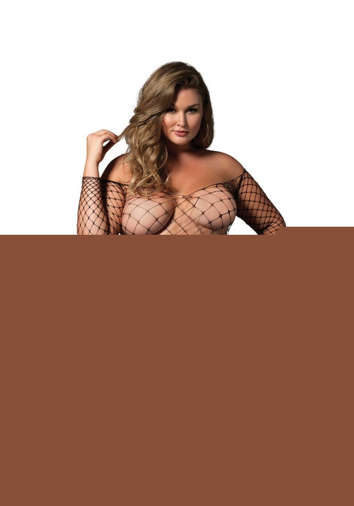 Бодістокінг Leg Avenue Off the shoulder bodystocking Black Queen Size - зображення 1