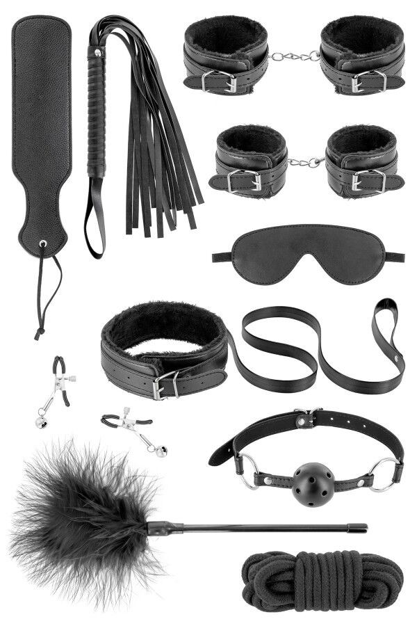 Набір для BDSM усе-в-одному Fetish Tentation SM Bondage Box in vegan leather, 10 предметів - зображення 1