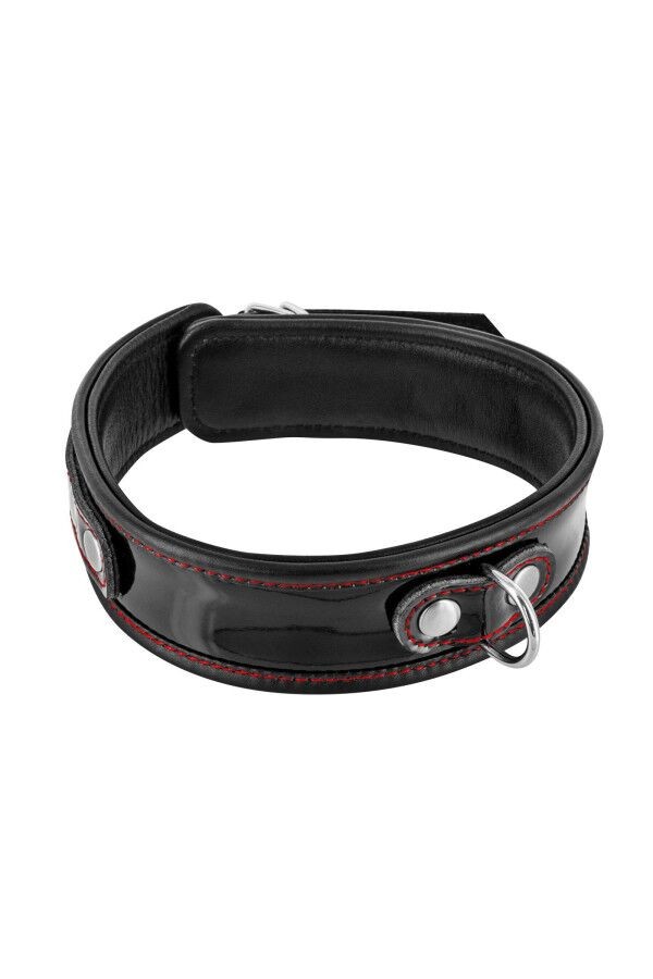 Нашийник із натуральної шкіри Fetish Tentation Premium Patent leather choker, кріпильне кільце - зображення 1