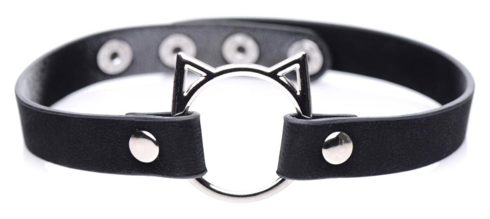Чокер Master Series Kinky Kitty Ring Slim Choker - Black - зображення 1