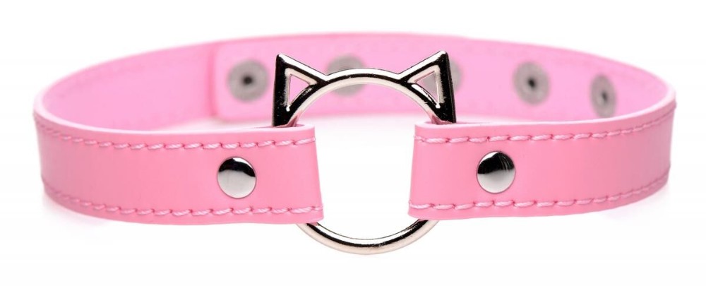 Чокер Master Series Kinky Kitty Ring Slim Choker - Pink - зображення 1