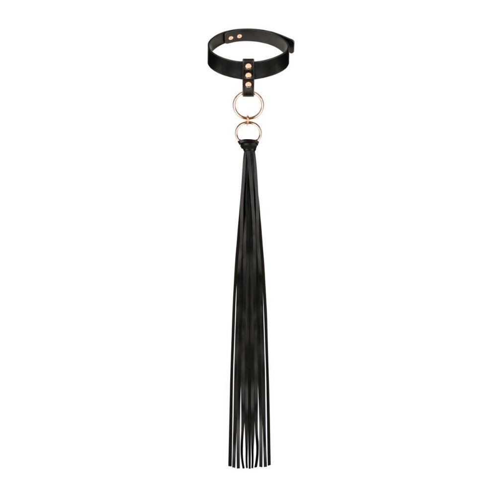 Нашийник с флогером Rosy Gold - Collar with Flogger - Black - зображення 1