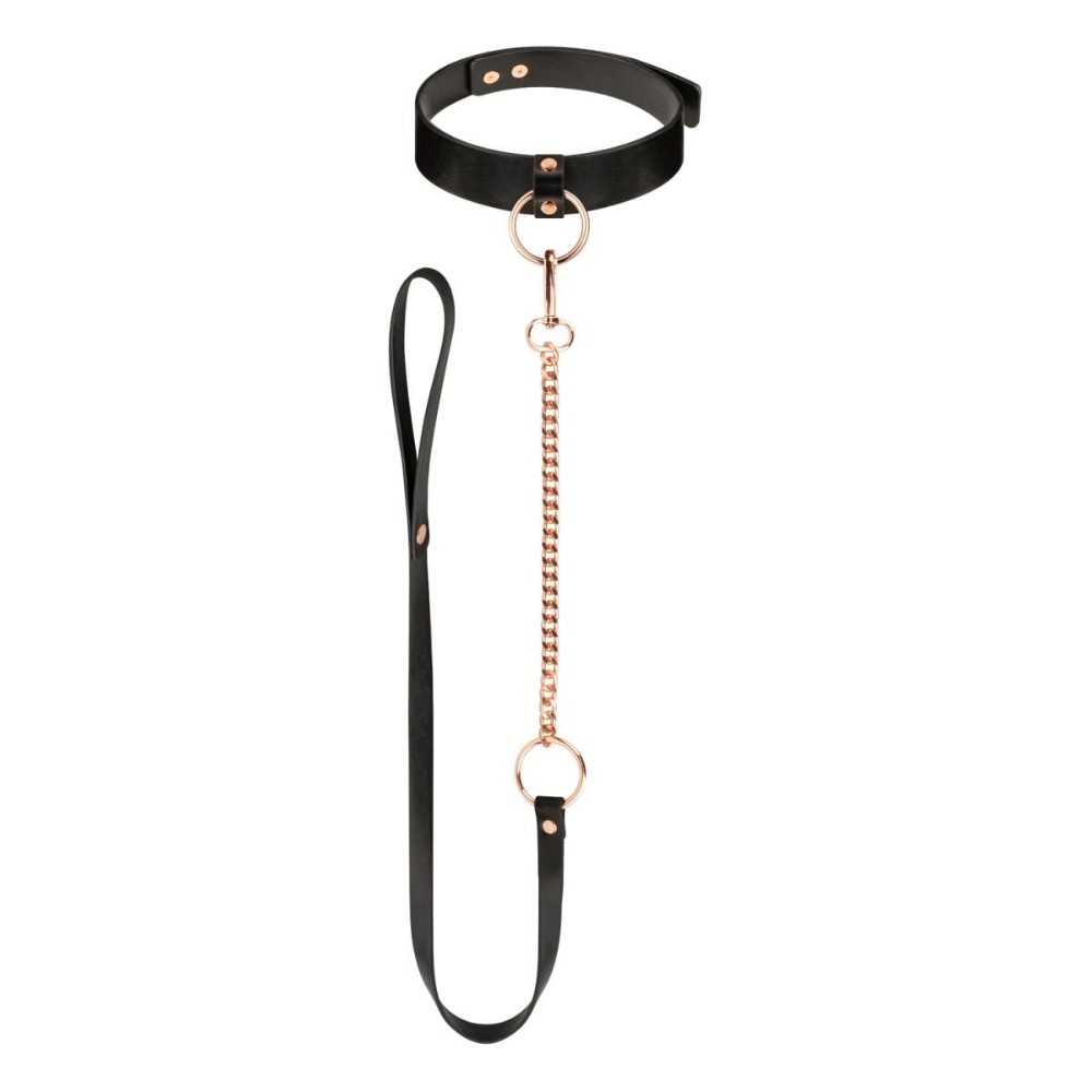 Нашийник з повідцем Rosy Gold - Collar with Leash - Black - зображення 1