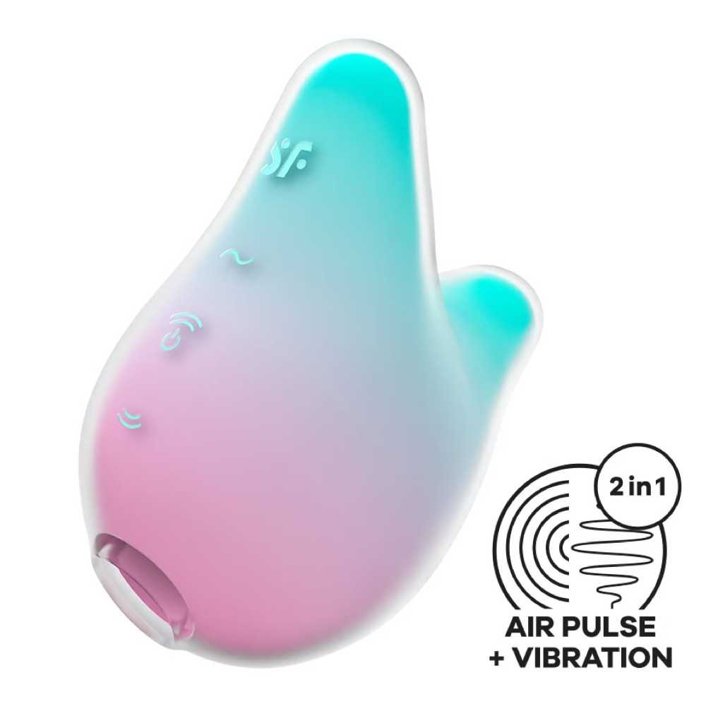 Вакуумний кліторальний стимулятор з вібрацією Satisfyer Mermaid Vibes Mint/Pink, 2 мотори - зображення 1