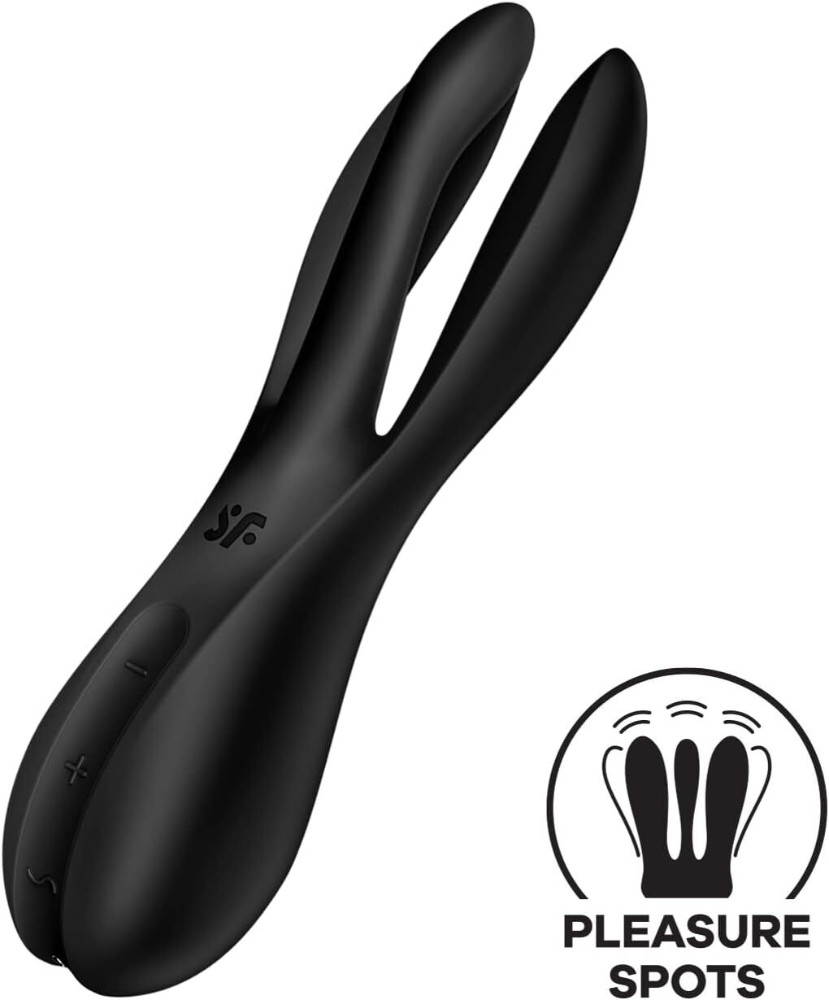 Кліторальний вібратор Satisfyer Threesome 2 Black, 3 гнучкі пальчики, 3 мотори - зображення 1