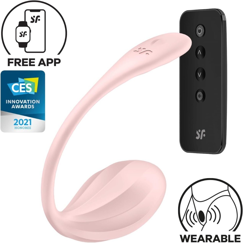 Смарт-віброяйце Satisfyer Ribbed Petal Connect App Rose, керування зі смартфона, пульт ДК - зображення 1