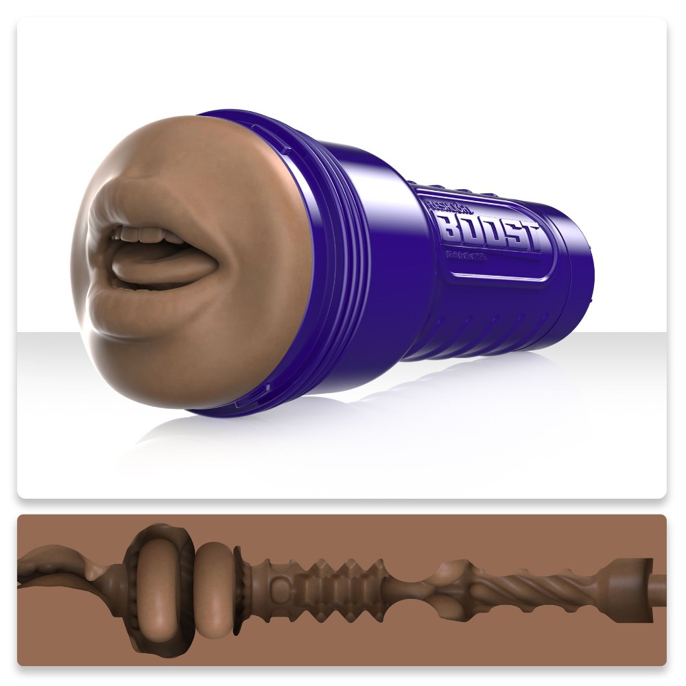 Мастурбатор-ротик Fleshlight Boost Blow Medium Dark Flesh, плаваючі кільця Turbo Tech - зображення 1