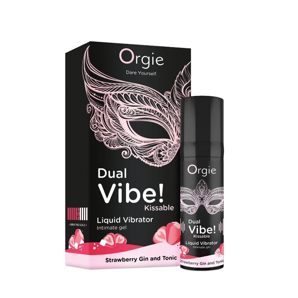 Рідкий вібратор Orgie Dual Vibe! Strawberry Gin & Tonic Kissable Liquid Vibrator, 15 мл - зображення 1