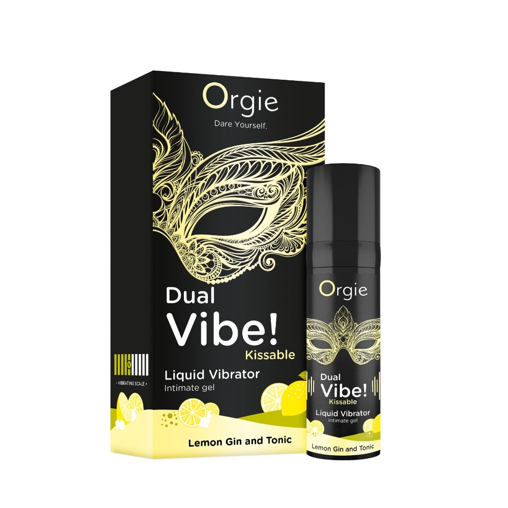 Рідкий вібратор Orgie Dual Vibe! Lemon Gin And Tonic Kissable Liquid Vibrator, 15 мл - зображення 1