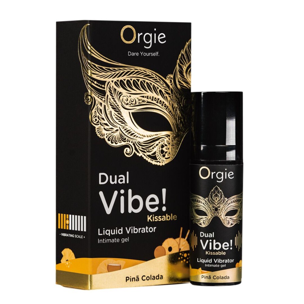 Рідкий вібратор Orgie Dual Vibe! Pina Colada Kissable Liquid Vibrator, 15 мл - зображення 1