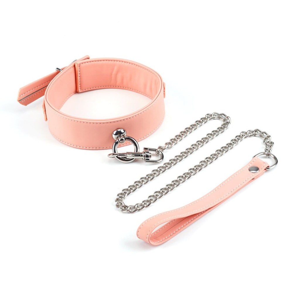 Нашийник з повідцем Liebe Seele Dark Candy Pink Collar with Leash, повідець на карабіні - зображення 1